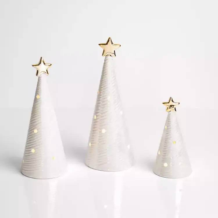 LED Ceramic Christmas Trees, Set of 3 Christmas Decorations