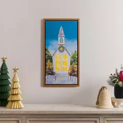 New LED White Church Christmas Canvas Art Print Christmas Art & Wall Decor