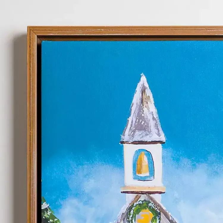 New LED White Church Christmas Canvas Art Print Christmas Art & Wall Decor