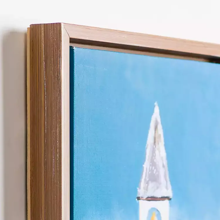 New LED White Church Christmas Canvas Art Print Christmas Art & Wall Decor