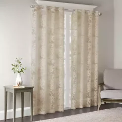 Kirklands Home Curtains & Drapes|Leilani Palm Leaf Curtain Panel, 84 in. Tan