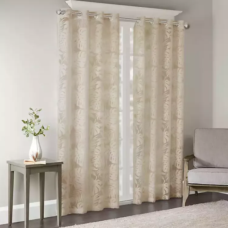 Kirklands Home Curtains & Drapes|Leilani Palm Leaf Curtain Panel, 84 in. Tan