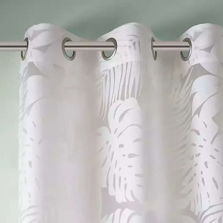 Kirklands Home Curtains & Drapes|Leilani Palm Leaf Curtain Panel, 63 in. White