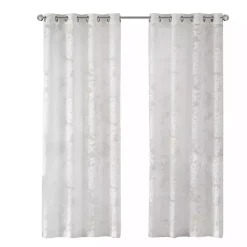 Kirklands Home Curtains & Drapes|Leilani Palm Leaf Curtain Panel, 84 in. White
