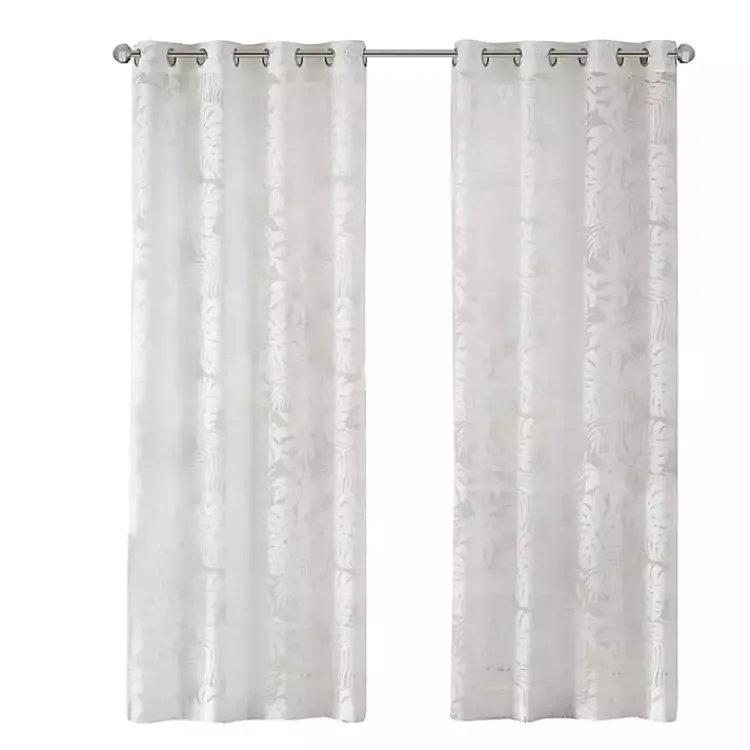 Kirklands Home Curtains & Drapes|Leilani Palm Leaf Curtain Panel, 84 in. White
