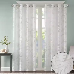 Kirklands Home Curtains & Drapes|Leilani Palm Leaf Curtain Panel, 84 in. White