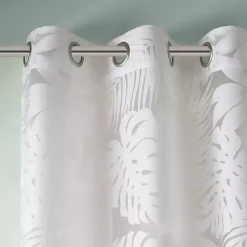 Kirklands Home Curtains & Drapes|Leilani Palm Leaf Curtain Panel, 84 in. White