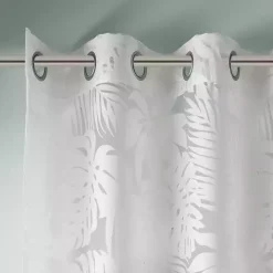 Kirklands Home Curtains & Drapes|Leilani Palm Leaf Curtain Panel, 84 in. White