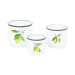 Discount Lemon Blossom Enamel Jars, Set of 3 Decorative Bowls & Jars