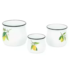 Discount Lemon Blossom Enamel Jars, Set of 3 Decorative Bowls & Jars