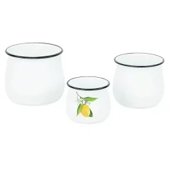 Discount Lemon Blossom Enamel Jars, Set of 3 Decorative Bowls & Jars