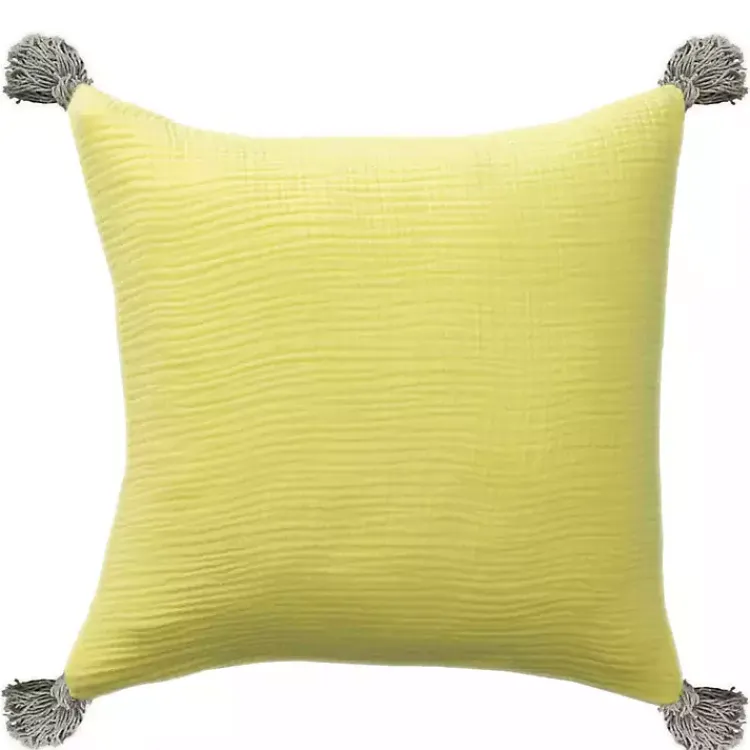 Sale Lemon Gauze Organic Tassel Throw Pillow Pillows