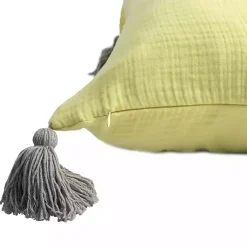 Sale Lemon Gauze Organic Tassel Throw Pillow Pillows