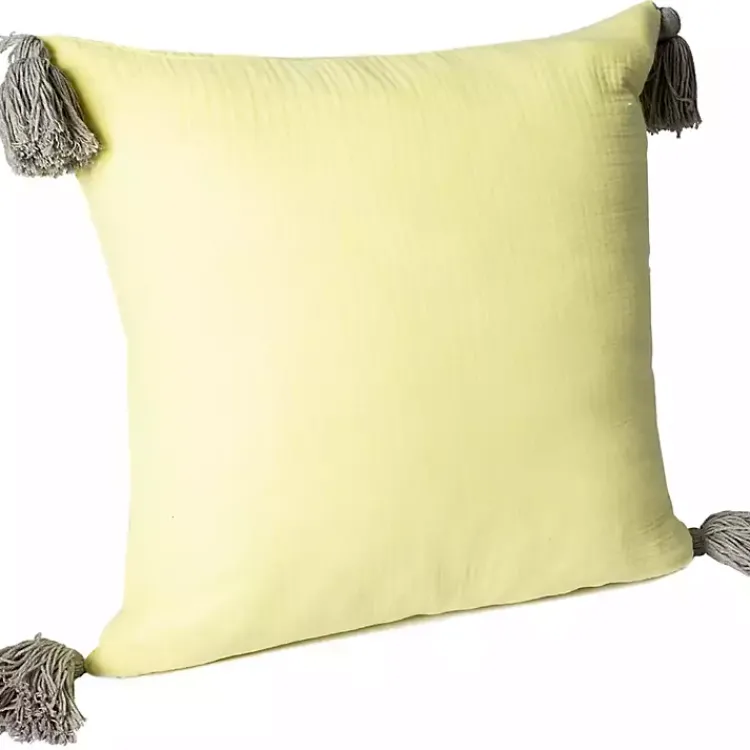 Sale Lemon Gauze Organic Tassel Throw Pillow Pillows