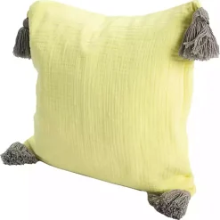 Sale Lemon Gauze Organic Tassel Throw Pillow Pillows