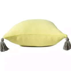 Sale Lemon Gauze Organic Tassel Throw Pillow Pillows