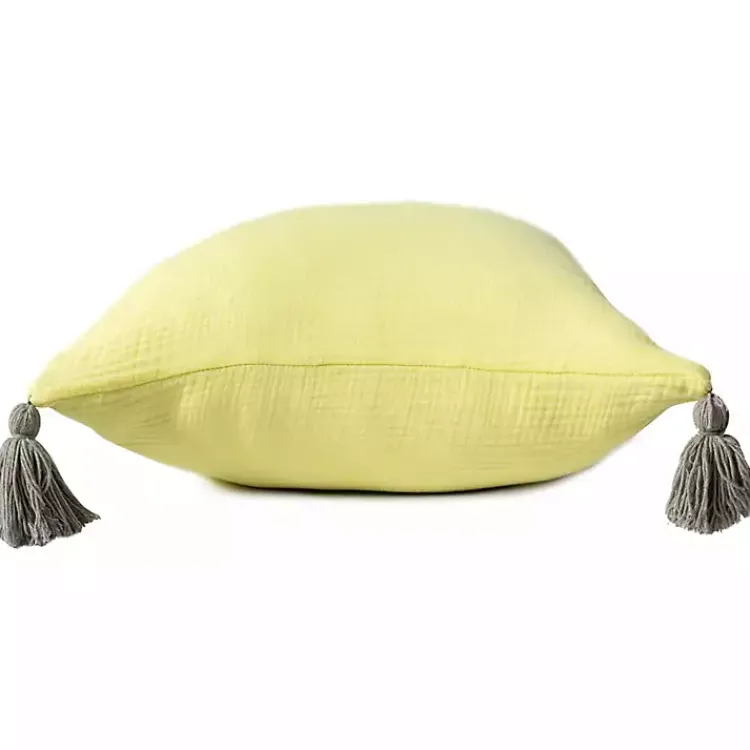 Sale Lemon Gauze Organic Tassel Throw Pillow Pillows