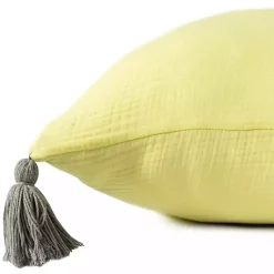 Sale Lemon Gauze Organic Tassel Throw Pillow Pillows