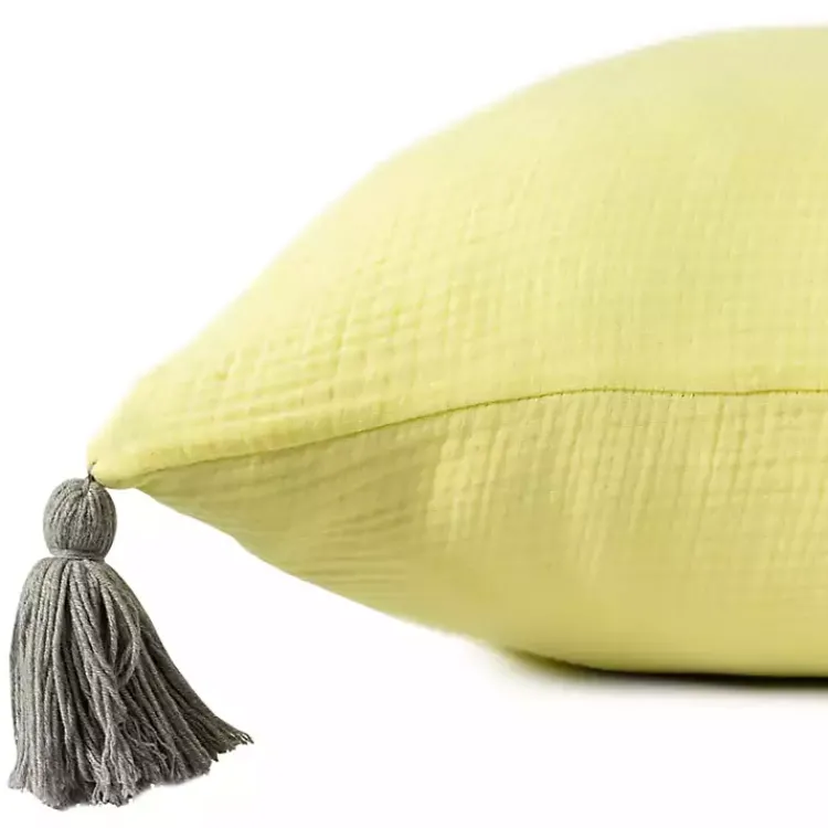 Sale Lemon Gauze Organic Tassel Throw Pillow Pillows