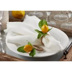 Kirklands Home Table Linens|Lemon Leaf Rope Napkin Rings, Set of 4