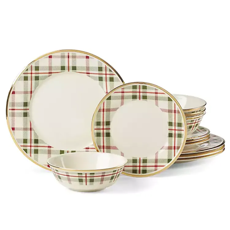 Clearance Lenox Holiday Plaid 12-pc. Dinnerware Set Christmas Dining & Entertaining