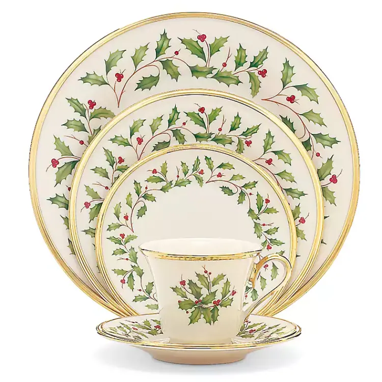 Best Lenox Holly Gold Edge 5-pc. Dinnerware Set Christmas Dining & Entertaining