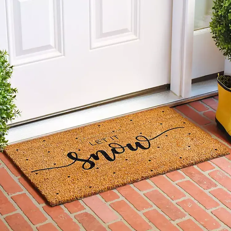 Kirklands Home Doormats|Let it Snow Polka Dot Coir Doormat
