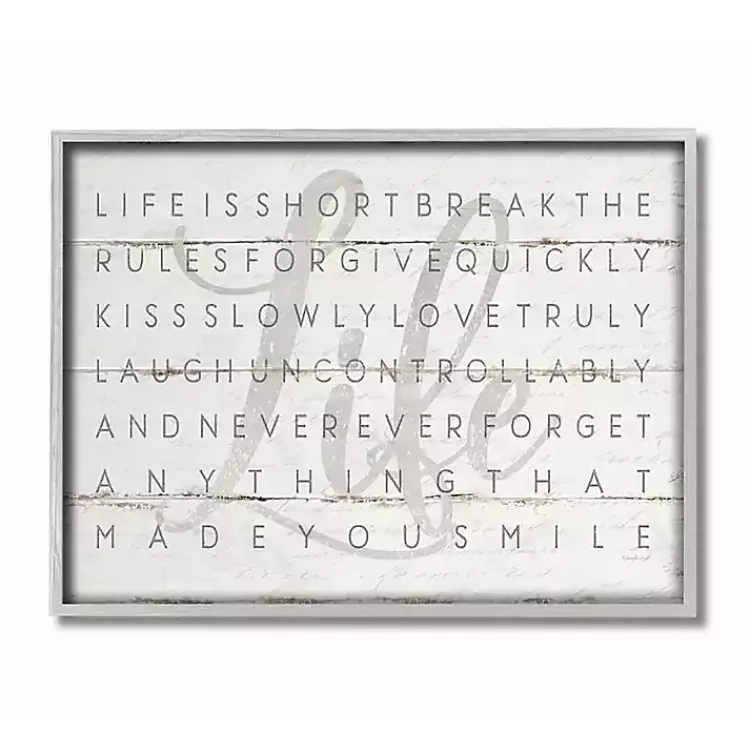 Kirklands Home Wall Quotes & Signs|Life Is Short Framed Wall Plaque White