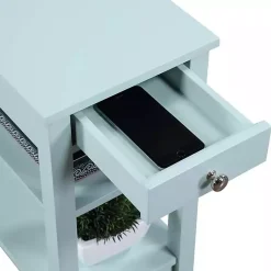 Kirklands Home Accent & End Tables|Light Chairside End Table with Shelves Blue