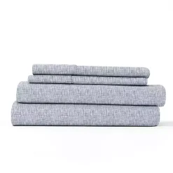 Kirklands Home Bed Sheets|Light Chambray 4-pc. Queen Bed Sheet Set Blue