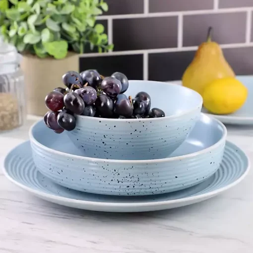 Kirklands Home Dinnerware|Light Emilia Stoneware 16-pc. Dinnerware Set Blue