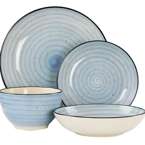 Kirklands Home Dinnerware|Light Gia Stoneware 24-pc. Dinnerware Set Blue