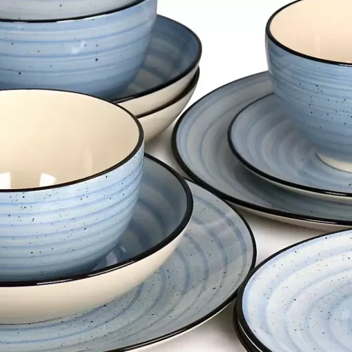 Kirklands Home Dinnerware|Light Gia Stoneware 24-pc. Dinnerware Set Blue