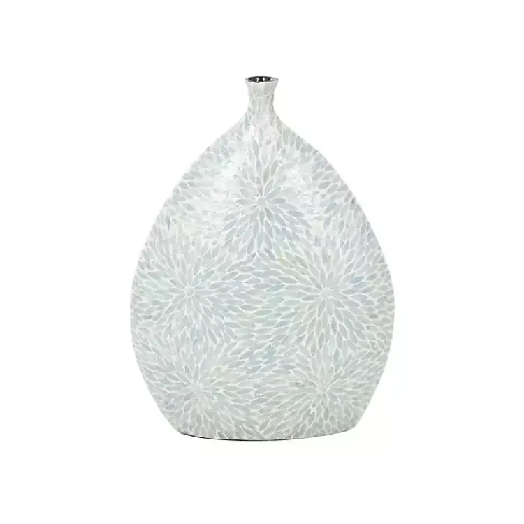 Discount Light Blue Mother of Pearl Floral Floor Vase Vases