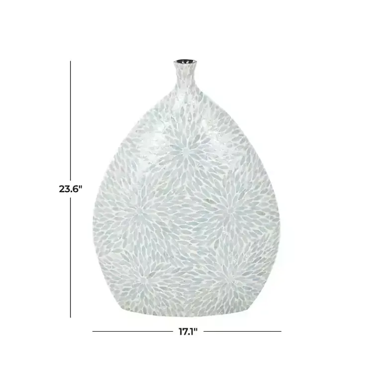 Discount Light Blue Mother of Pearl Floral Floor Vase Vases