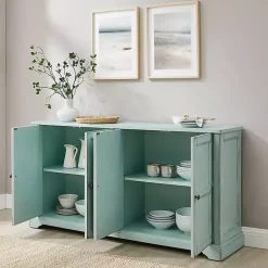 Kirklands Home Cabinets & Sideboards|Light Paneled 4-Door Sideboard Blue