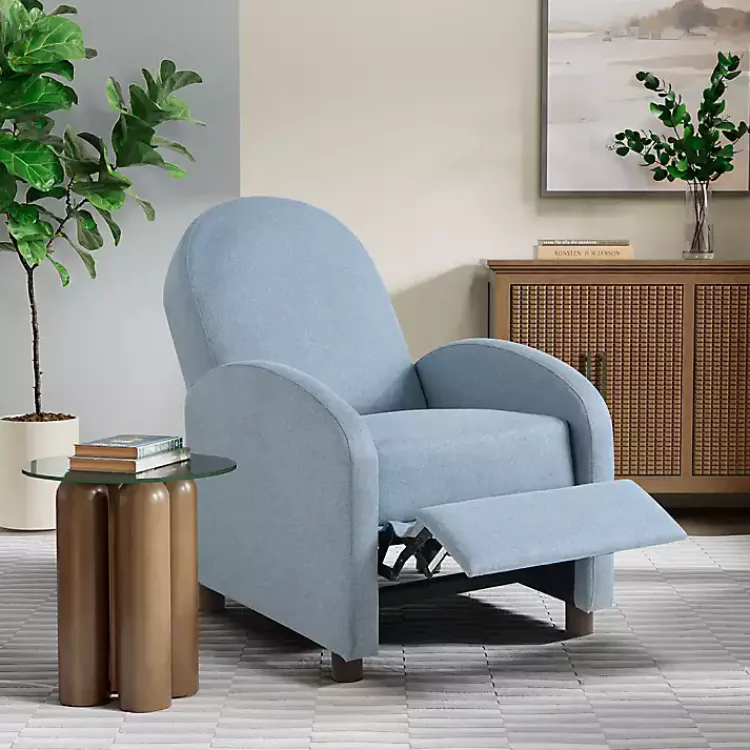Kirklands Home Accent Chairs|Light Rounded Push Back Recliner Blue