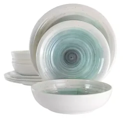 Kirklands Home Dinnerware|Light Blue Swirl Melamine 12-pc. Dinnerware Set