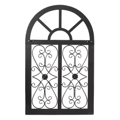 Kirklands Home Wall Plaques|Light Blue Wood Arched Window Wall Plaque