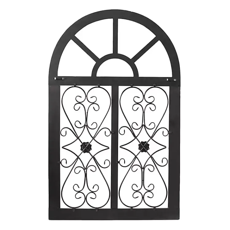 Kirklands Home Wall Plaques|Light Blue Wood Arched Window Wall Plaque