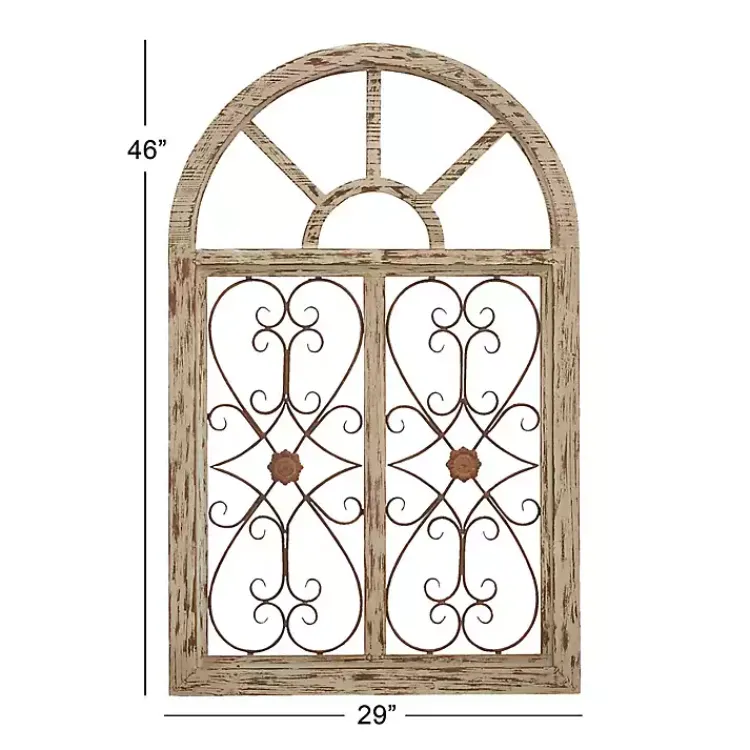 Kirklands Home Wall Plaques|Light Blue Wood Arched Window Wall Plaque
