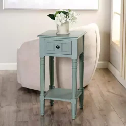 Kirklands Home Accent & End Tables|Light Wood Square Hampton Accent Table Blue