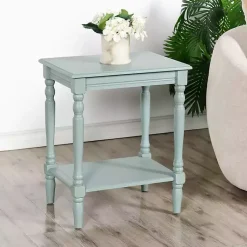 Kirklands Home Accent & End Tables|Light Wood Sybil Accent Table Blue