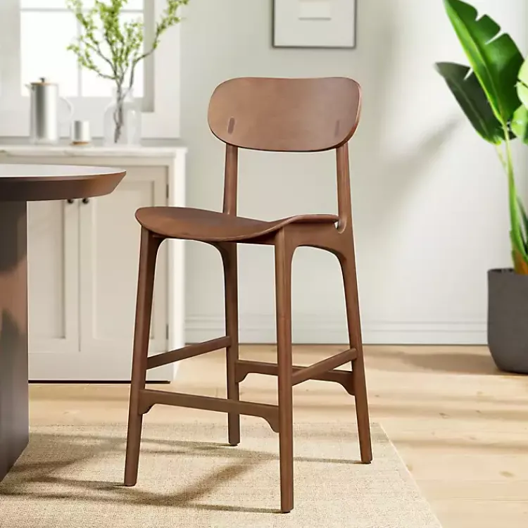 Kirklands Home Bar Stools & Counter Height Stools|Light Mid-Century Modern Bar Stool Brown