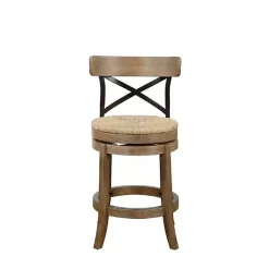 Kirklands Home Bar Stools & Counter Height Stools|Light Wood and Seagrass Swivel Counter Stool Brown