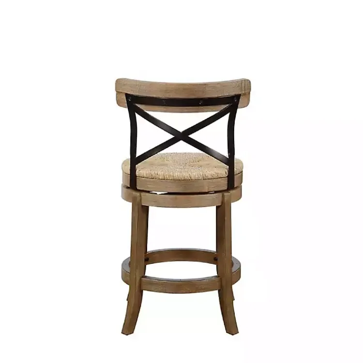 Kirklands Home Bar Stools & Counter Height Stools|Light Wood and Seagrass Swivel Counter Stool Brown