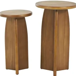 Kirklands Home Accent & End Tables|Light Wood Modern Accent Tables, Set of 2 Brown