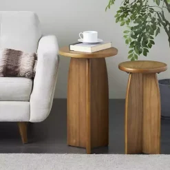 Kirklands Home Accent & End Tables|Light Wood Modern Accent Tables, Set of 2 Brown