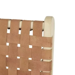 Kirklands Home Bar Stools & Counter Height Stools|Light Brown Woven Leather Wooden Counter Stool Tan