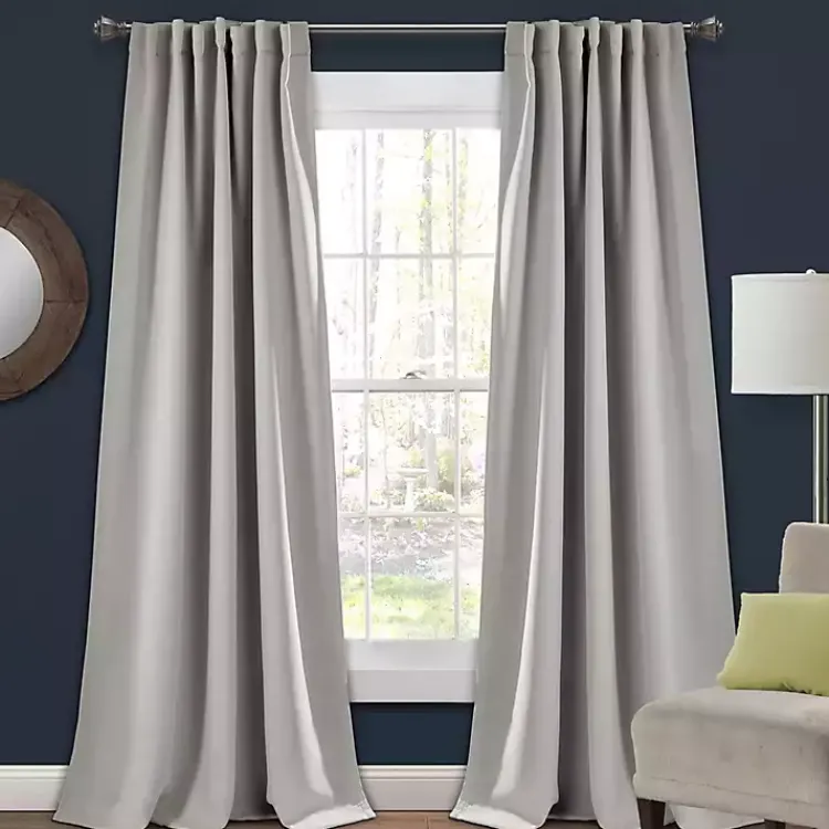 Kirklands Home Curtains & Drapes|Light Blackout Curtain Panel Set, 95 in. Gray